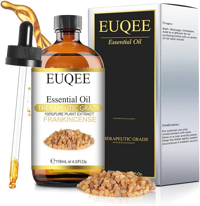 EUQEE Aceites Esenciales de Incienso 118ml, 100% Aceite Esencial Naturales Puros de Grado Terapéutico, Aceites Esenciales para Humidificador, Perfectos para Aromaterapia, Masajes, Baño